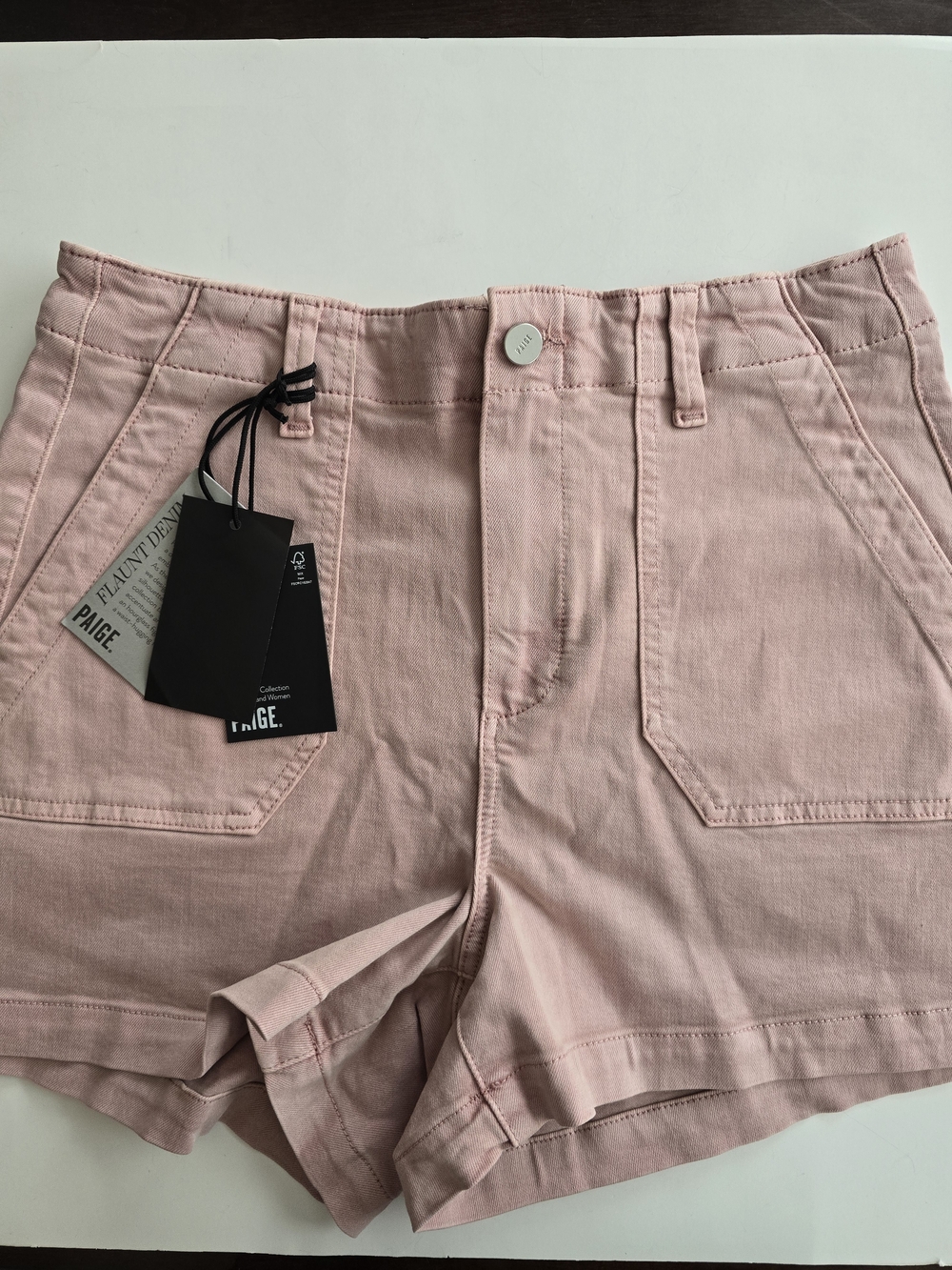 PAIGE Blush Pink High-Waist Utility Shorts